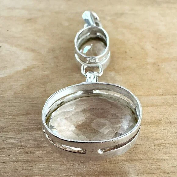925 STERLING SILVER CRYSTAL QUARTZ PENDANT - MARKED - 2.5" 18g - Picture 3 of 5